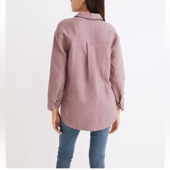 Madewell Branner Shirt Jacket L Purple Faded Fig Waffleback Oversized - Picture 3 of 16